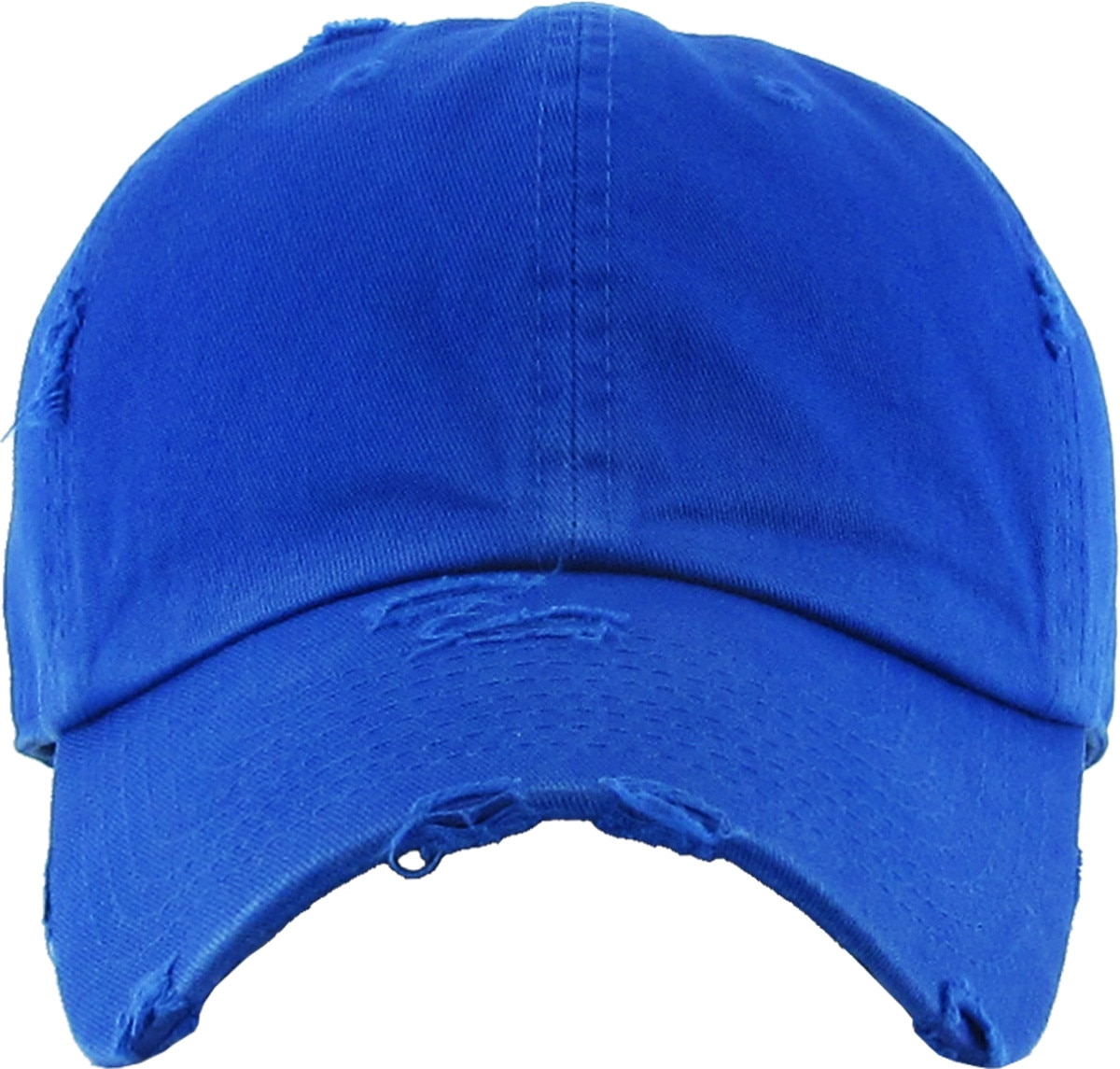 Royal Blue Distressed Vintage Baseball Cap Front View
